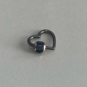 Marla Aaron heart lock w/ blacked white gold and yellow gold and sapphires